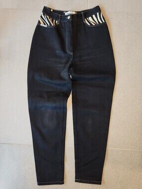 Vintahe High-Rise Black Jeans with Zebra Accent christian llinares